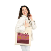 Aura Flow Canvas Tote Bag — Retro Pink Typography Market Tote