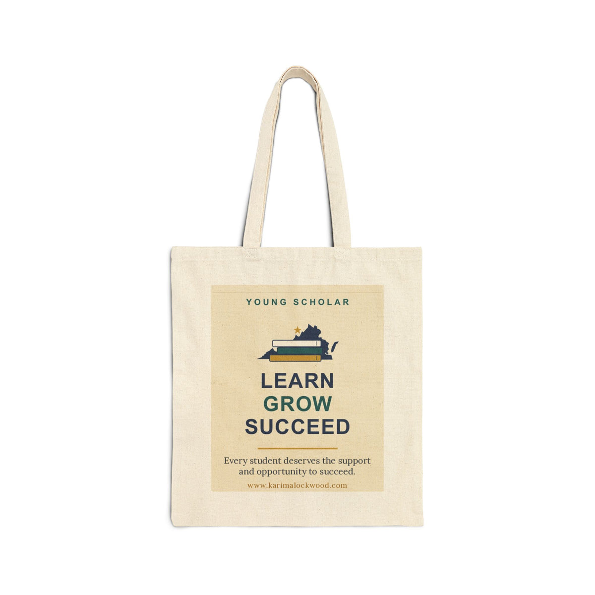 Tote Bag — "Learn Grow Succeed" Canvas Tote for Students & Teachers