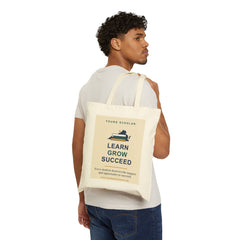 Tote Bag — "Learn Grow Succeed" Canvas Tote for Students & Teachers