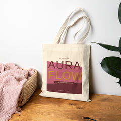 Aura Flow Canvas Tote Bag — Retro Pink Typography Market Tote